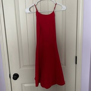 Lulus red A-line dress size small with zipper and tie back